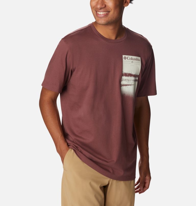 Men's Explorers Canyon T-Shirt, Color: Light Raisin, Hazy Lakeside Graphic, image 5