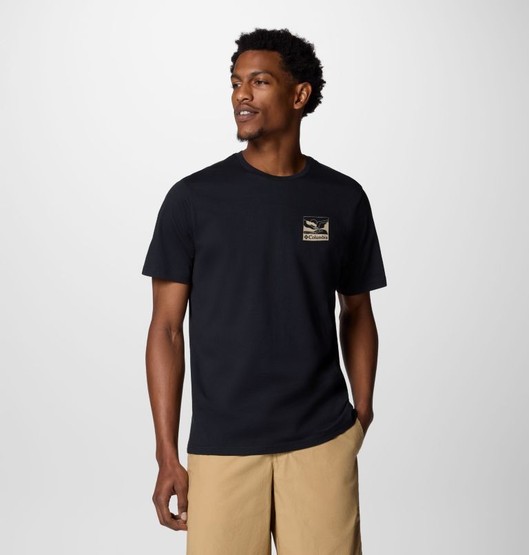 Camiseta con estampado en la espalda Explorers Canyon para hombre, Color: Black, Trailscape, image 2