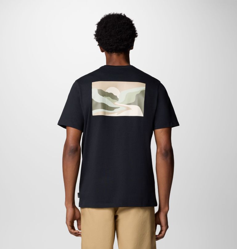 Camiseta con estampado en la espalda Explorers Canyon para hombre, Color: Black, Trailscape, image 1