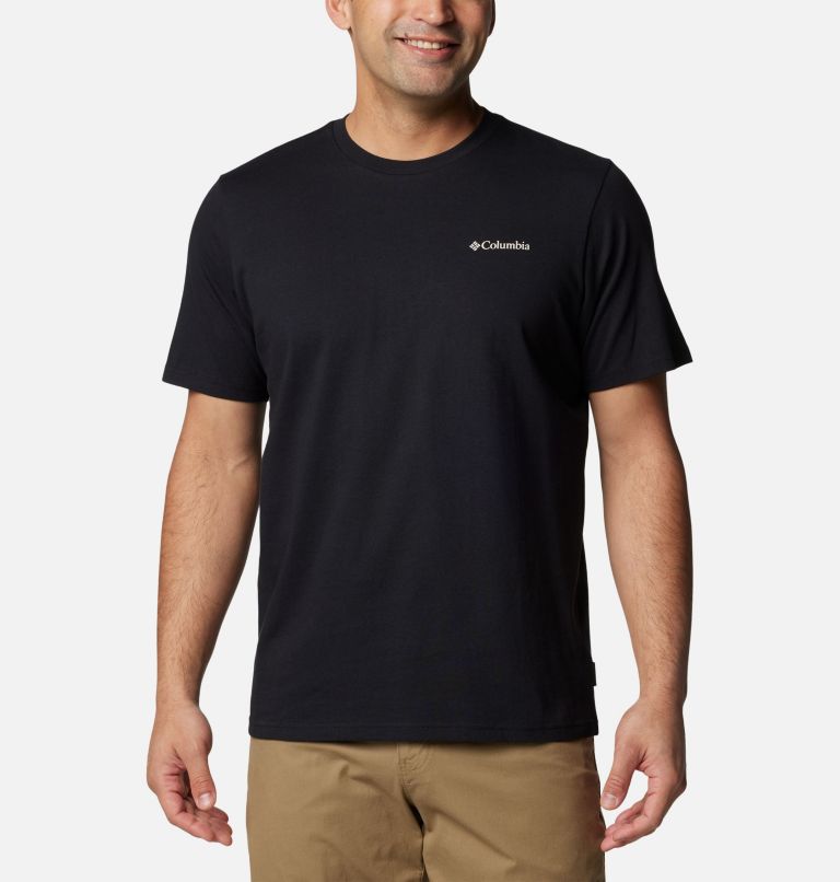 Men's Explorers Canyon Back Graphic T-Shirt, Color: Black, Torn Moonscape, image 2
