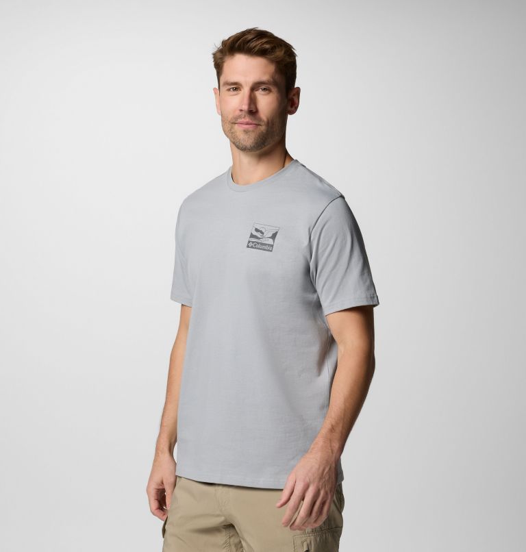 Camiseta con estampado en la espalda Explorers Canyon para hombre, Color: Columbia Grey, Trailscape, image 3