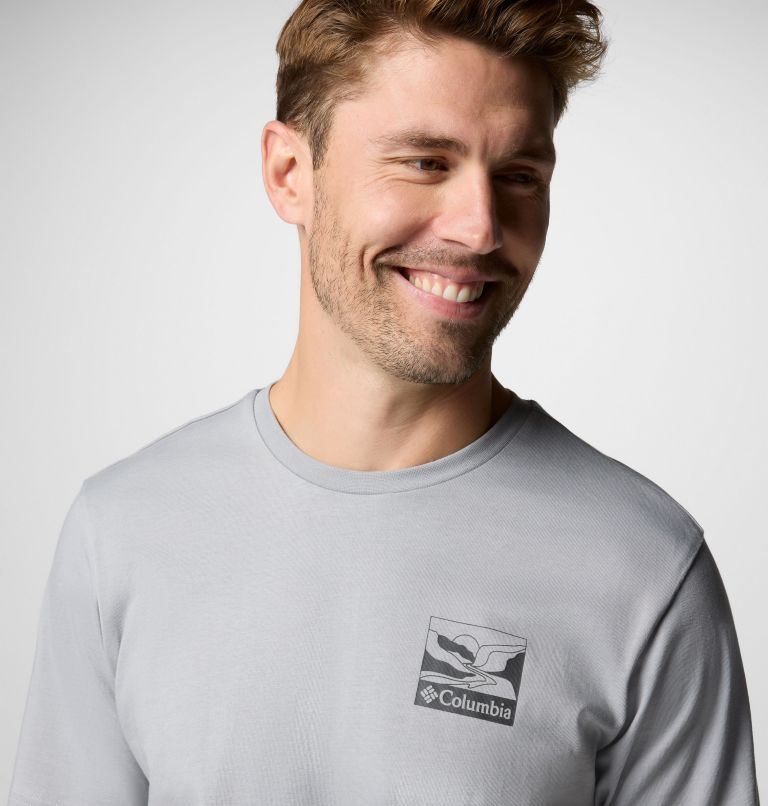 Camiseta con estampado en la espalda Explorers Canyon para hombre, Color: Columbia Grey, Trailscape, image 4