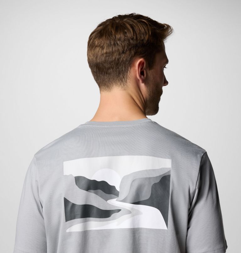 Camiseta con estampado en la espalda Explorers Canyon para hombre, Color: Columbia Grey, Trailscape, image 5