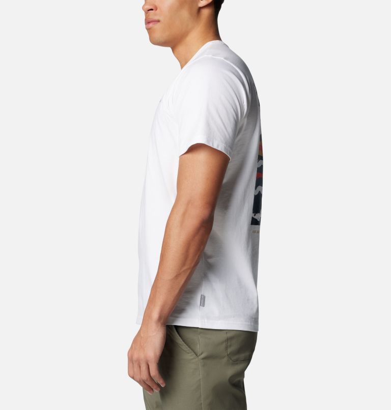 Camiseta con estampado en la espalda Explorers Canyon para hombre, Color: White, Torn Moonscape, image 3