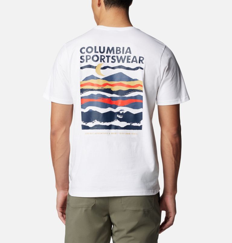Camiseta con estampado en la espalda Explorers Canyon para hombre, Color: White, Torn Moonscape, image 1