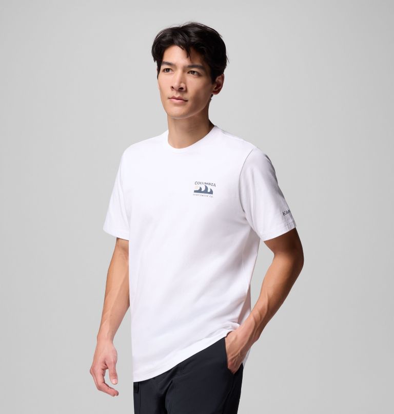 Men's Explorers Canyon Back T-Shirt, Color: White, Peaks and Waves, image 4
