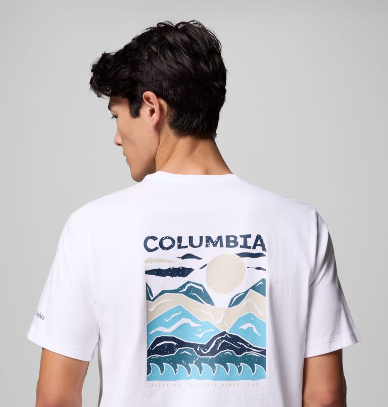 Men's Explorers Canyon Back T-Shirt, Color: White, Peaks and Waves, image 6