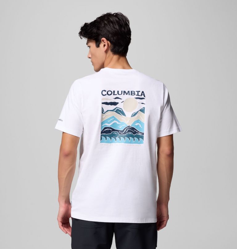 Men's Explorers Canyon Back T-Shirt, Color: White, Peaks and Waves, image 3