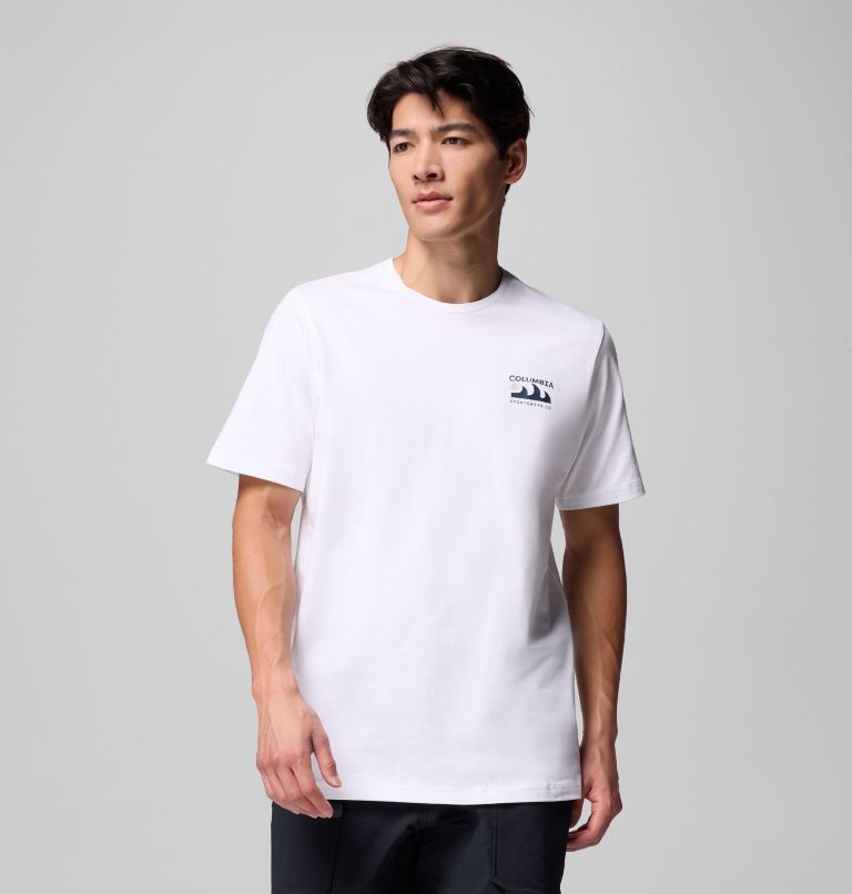 Men's Explorers Canyon Back T-Shirt, Color: White, Peaks and Waves, image 1