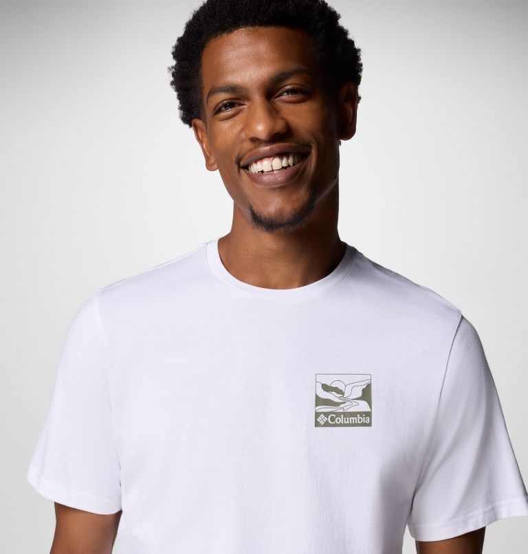 T-shirt Avec Graphisme au Dos Explorers Canyon II Homme, Color: White, Trailscape, image 4