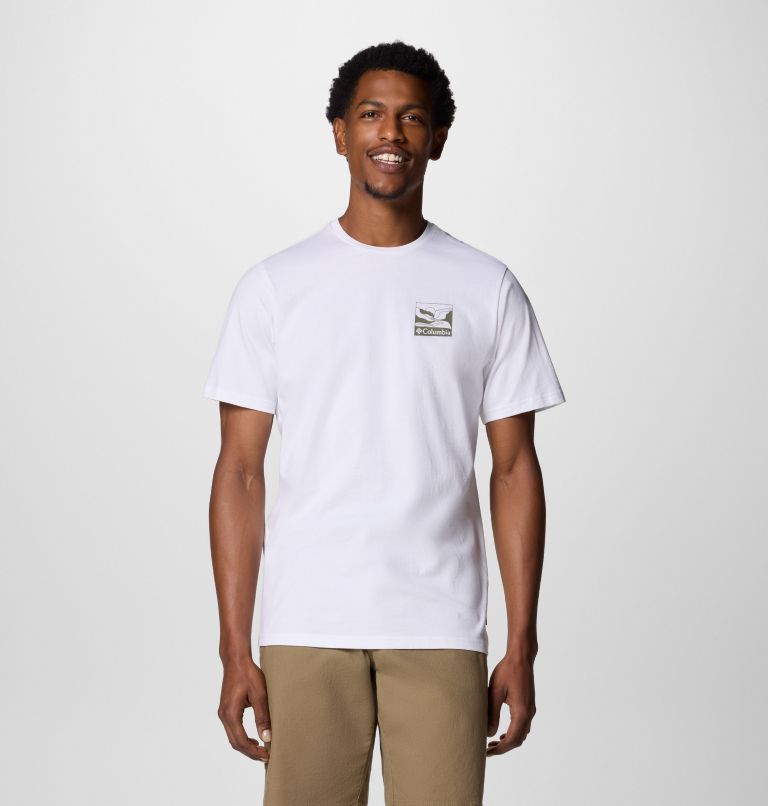 T-shirt Avec Graphisme au Dos Explorers Canyon II Homme, Color: White, Trailscape, image 2