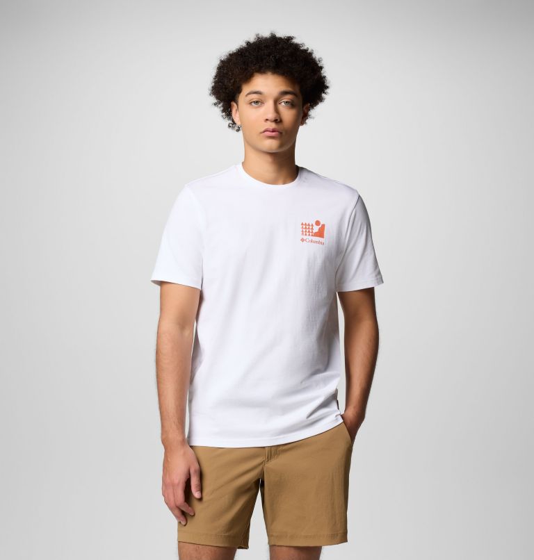 Camiseta con estampado en la espalda Explorers Canyon para hombre, Color: White, Explore Outdoors, image 2