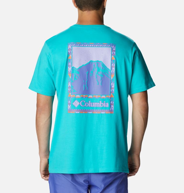 Men's Explorers Canyon Back  Graphic T-Shirt, Color: Bright Aqua, Bordered Beauty Graphic, image 2