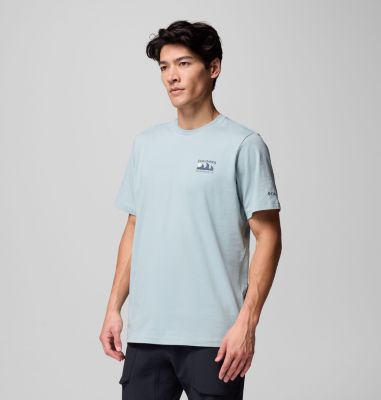 T-shirt stampata sul retro Explorers Canyon da uomo, Color: Crushed Blue, Peaks and Waves, image 4