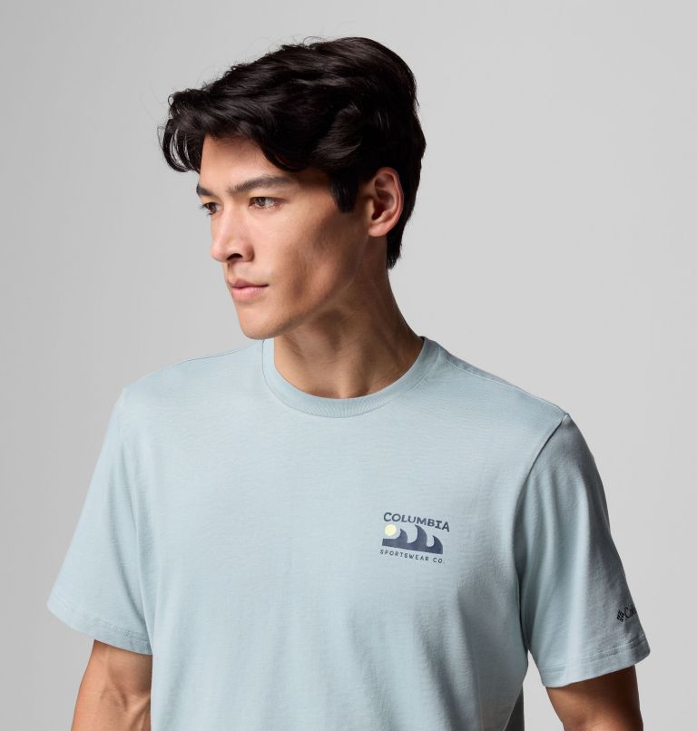 Men's Explorers Canyon Back T-Shirt, Color: Crushed Blue, Peaks and Waves, image 5