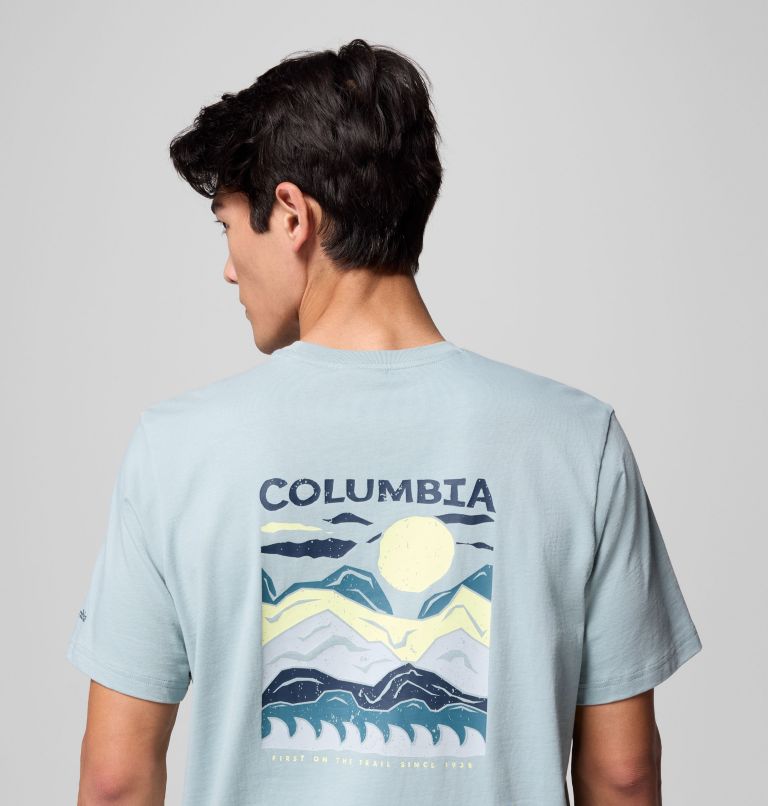 Men's Explorers Canyon Back T-Shirt, Color: Crushed Blue, Peaks and Waves, image 6