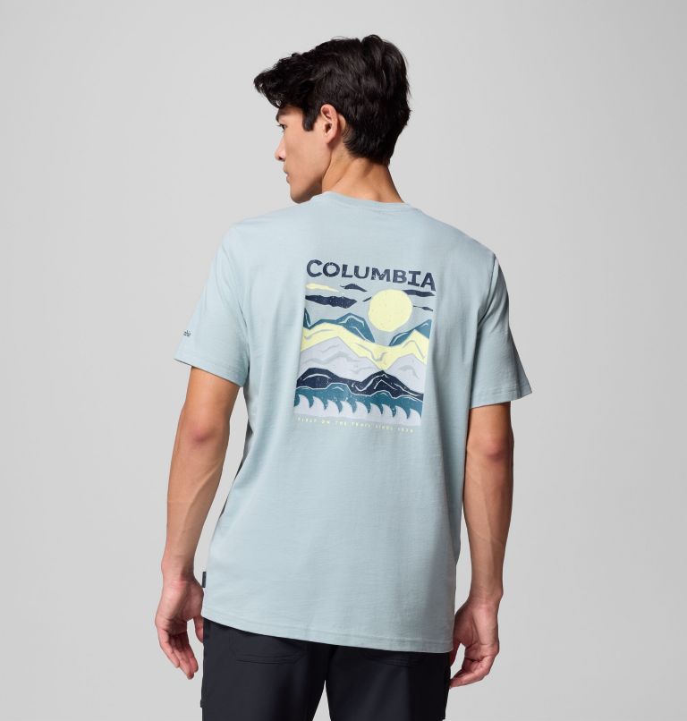 Men's Explorers Canyon Back T-Shirt, Color: Crushed Blue, Peaks and Waves, image 3