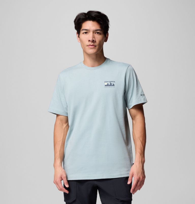 Men's Explorers Canyon Back T-Shirt, Color: Crushed Blue, Peaks and Waves, image 1
