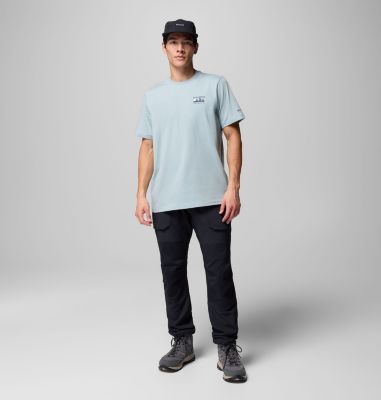 Men's Explorers Canyon Back Graphic T-Shirt, Color: Crushed Blue, Peaks and Waves, image 2