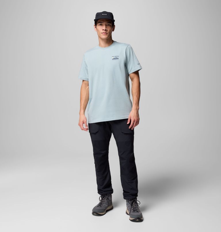 Men's Explorers Canyon Back T-Shirt, Color: Crushed Blue, Peaks and Waves, image 2