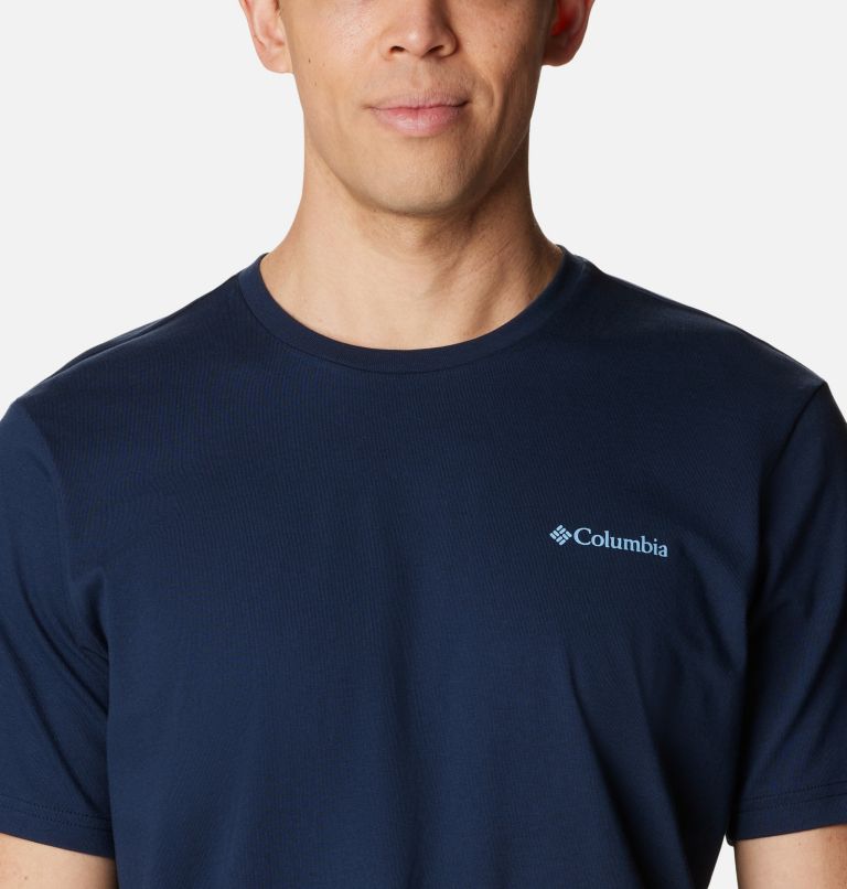 Men's Explorers Canyon Back  Graphic T-Shirt, Color: Collegiate Navy, Campsite Icons Graphic, image 4