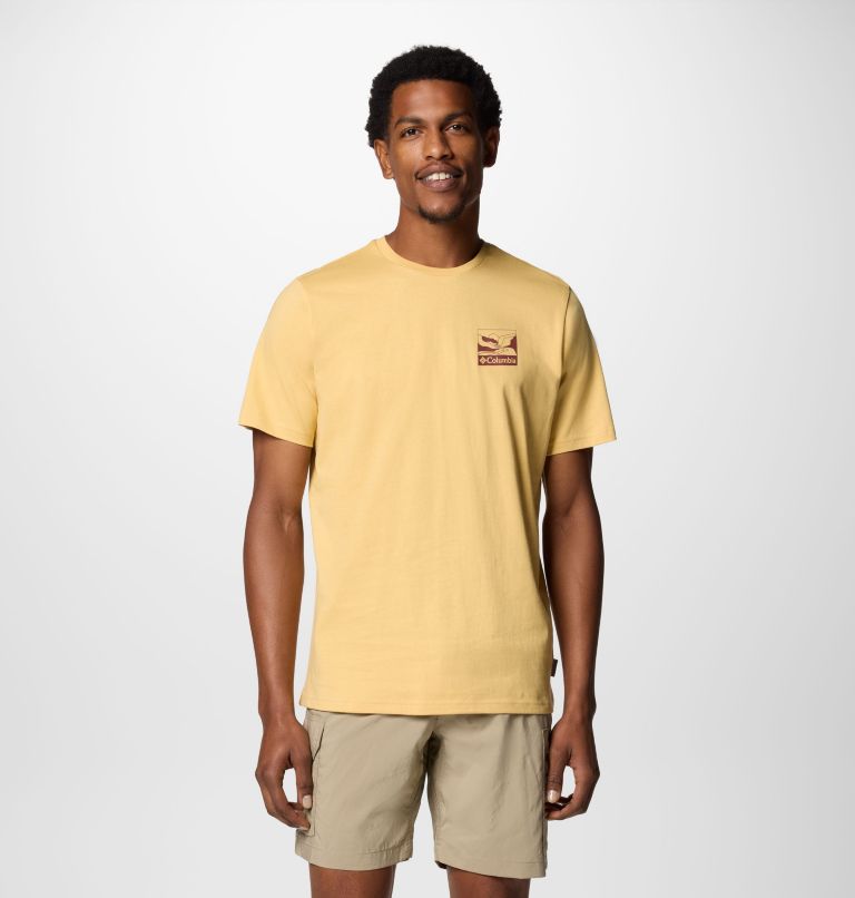 Camiseta con estampado en la espalda Explorers Canyon para hombre, Color: Sand Dune, Trailscape, image 2
