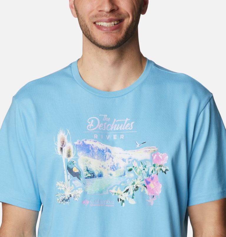 Men's Deschutes Valley Graphic T-Shirt, Color: Vista Blue, Sherars Falls Graphic, image 4