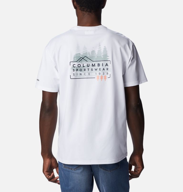 Men's Legend Trail Technical T-Shirt, Color: White, CSC Washed Pines Graphic, image 2