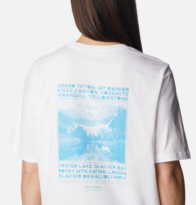 Thumbnail: Camiseta estampada North Cascades para mujer, Color: White, Explore NP Graphic, image 5