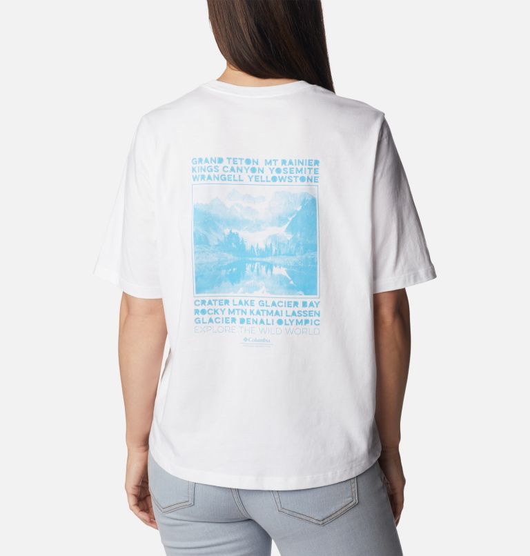 Thumbnail: Women's North Cascades Graphic T-Shirt, Color: White, Explore NP Graphic, image 1