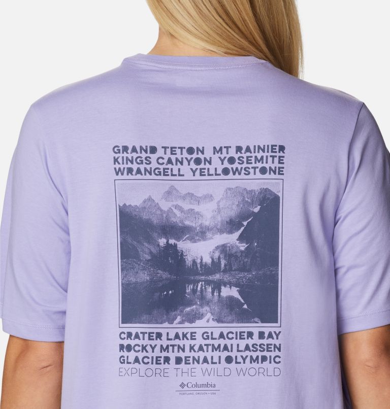 Women's North Cascades Graphic T-Shirt, Color: Frosted Purple, Explore NP Graphic, image 5