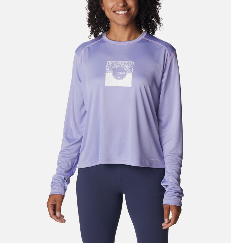 Thumbnail: Women's Summerdry Graphic Long Sleeve Shirt, Color: Frosted Purple, CSC Split Leaves Graphic, image 1