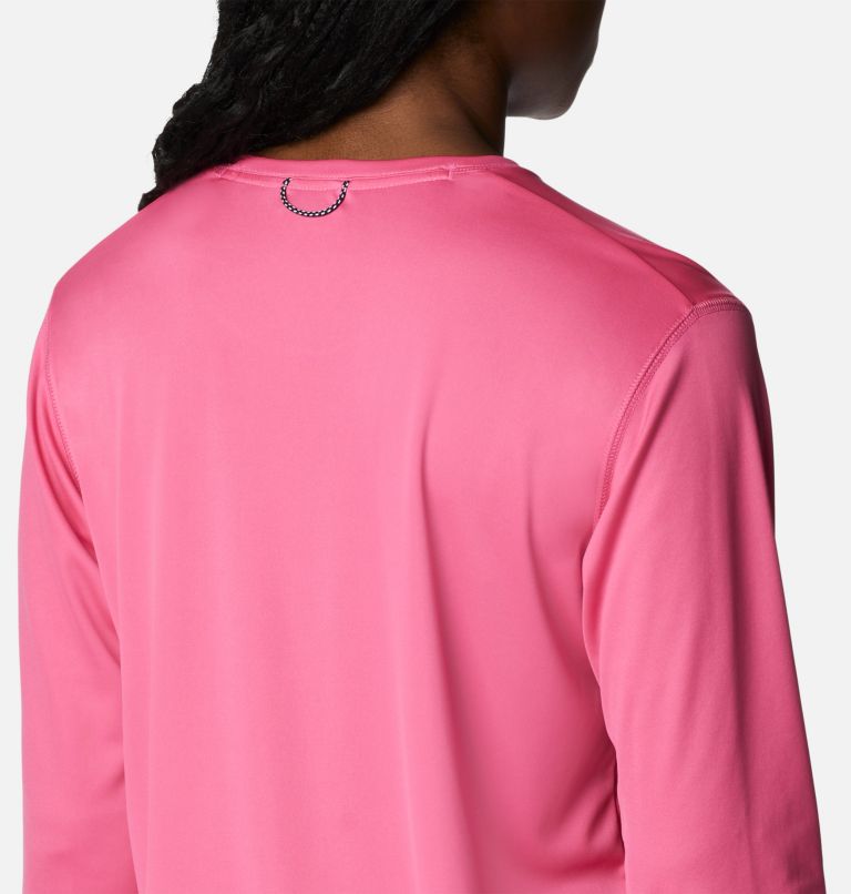 Women's Summerdry Graphic Long Sleeve Shirt, Color: Wild Geranium, CSC Split Leaves Graphic, image 5