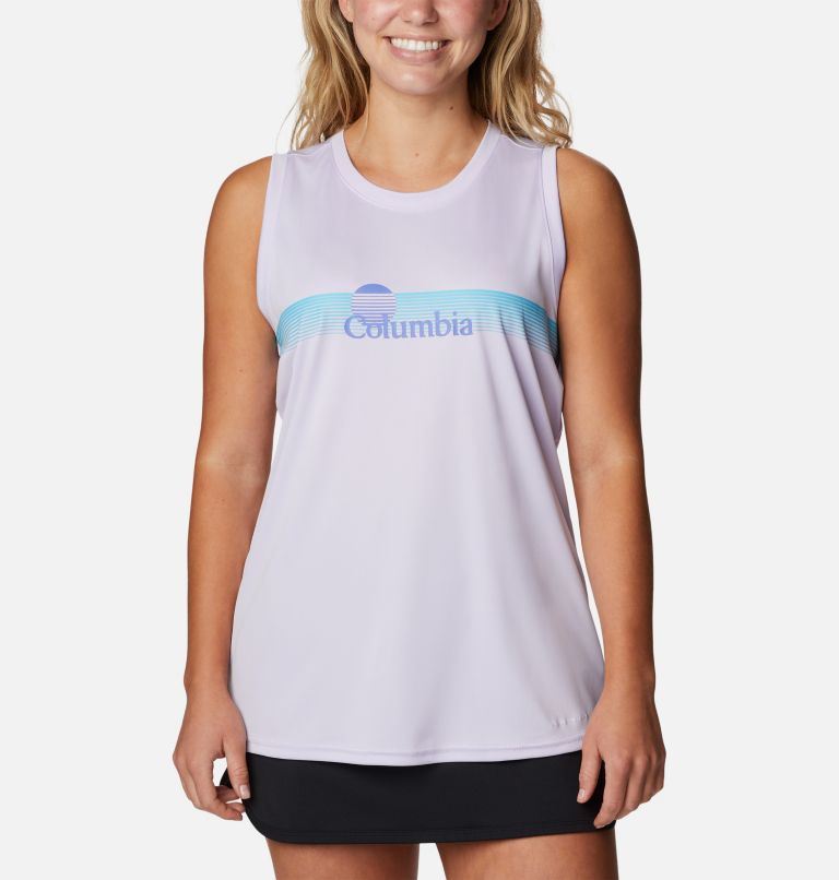 Thumbnail: Women’s Fork Stream Graphic Tank, Color: Purple Tint, Inverted Band Graphic, image 1