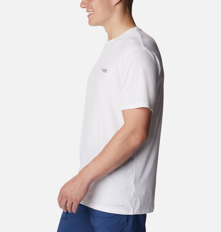 Thumbnail: Men's PFG Skiff Horizon Short Sleeve Tech T-Shirt, Color: White, Skiff Horizon Graphic, image 3