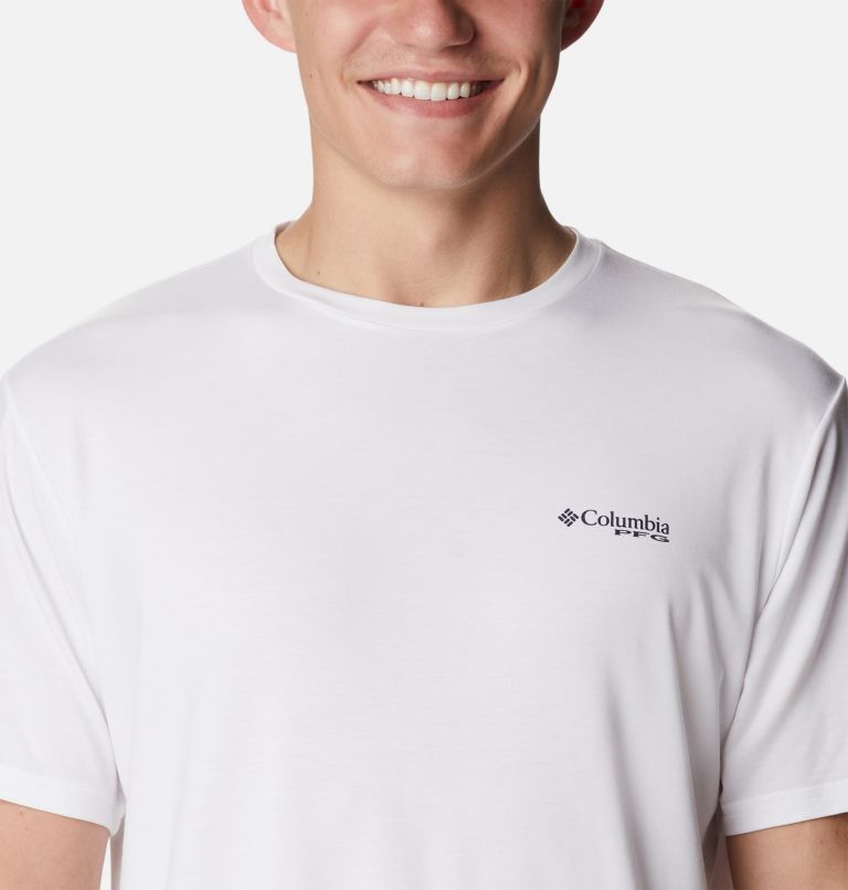 Men's PFG Skiff Horizon Short Sleeve Tech T-Shirt, Color: White, Skiff Horizon Graphic, image 4