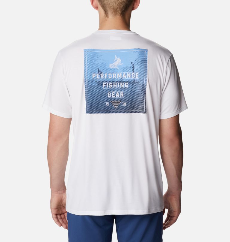Thumbnail: Men's PFG Skiff Horizon Short Sleeve Tech T-Shirt, Color: White, Skiff Horizon Graphic, image 2