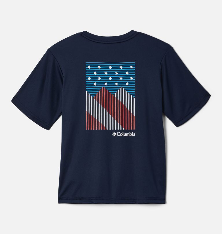 Boys' Grizzly Ridge Back Graphic T-Shirt, Color: Collegiate Navy, Starry Peaks Graphic, image 1