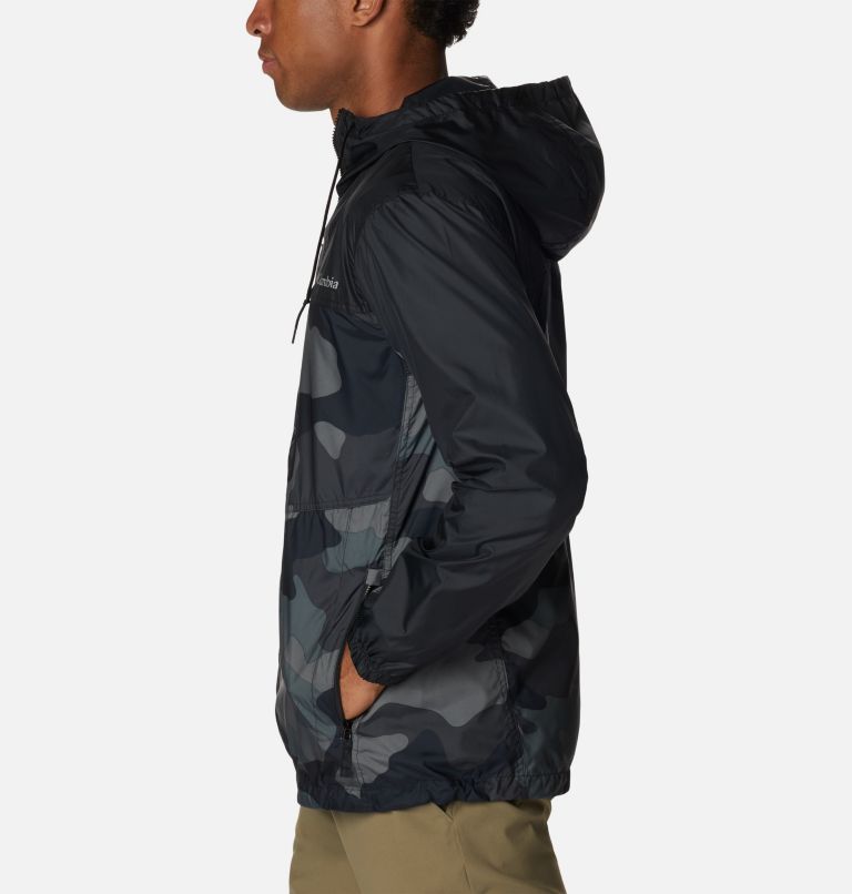 Men's Trail Traveler Windbreaker, Color: Black Mod Camo Print, Black, image 3