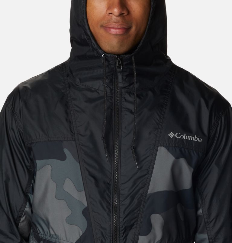 Men's Trail Traveler Windbreaker, Color: Black Mod Camo Print, Black, image 4