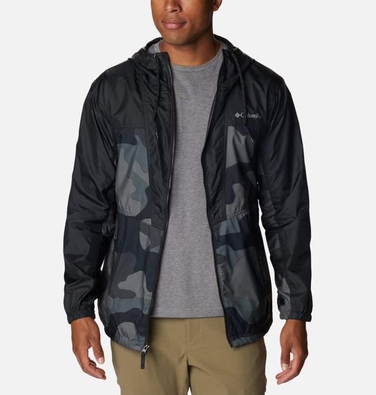 Men's Trail Traveler Windbreaker, Color: Black Mod Camo Print, Black, image 8