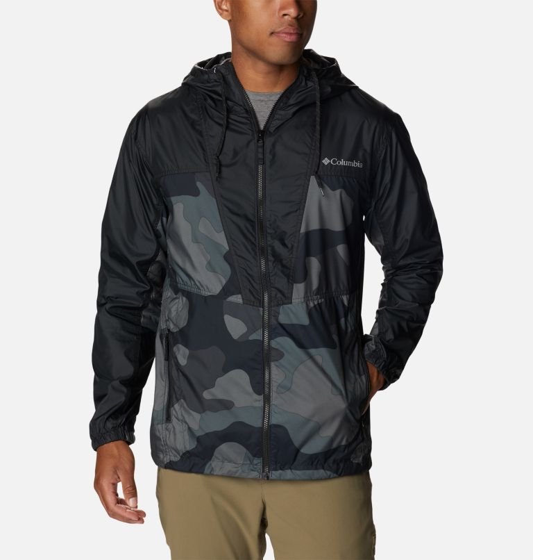 Men's Trail Traveler Windbreaker, Color: Black Mod Camo Print, Black, image 1