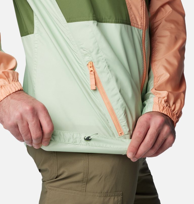 Men's Trail Traveler Windbreaker, Color: Sage Leaf, Canteen, Apricot Fizz, image 6