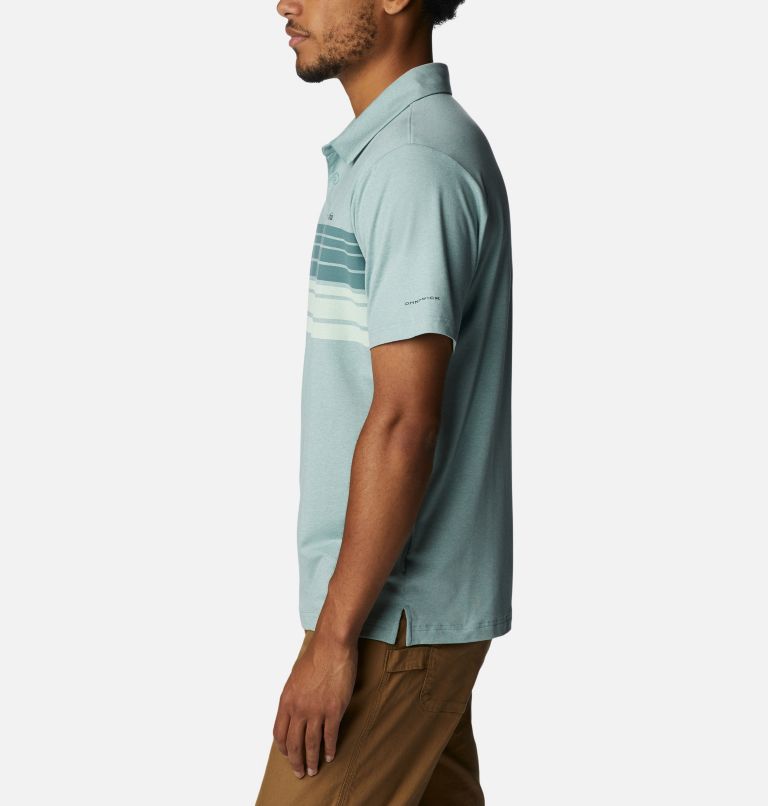 Men's Tech Trail Novelty Polo, Color: Niagara Heather Stripe, image 3