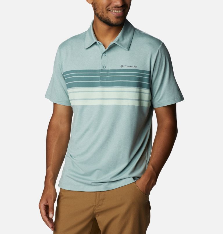 Men's Tech Trail Novelty Polo, Color: Niagara Heather Stripe, image 5