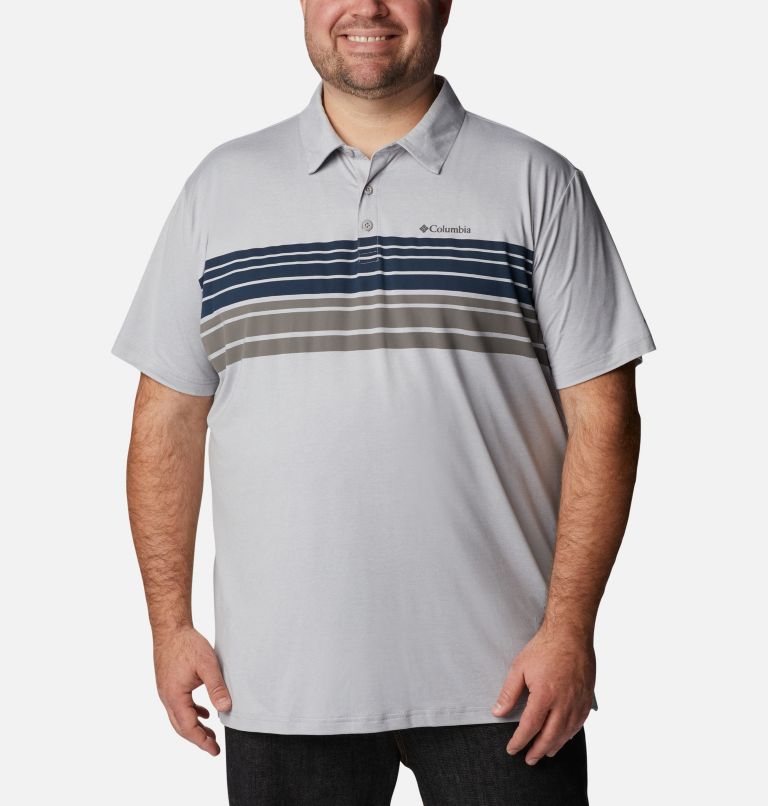 Thumbnail: Polo original Tech Trail Homme - Tailles fortes, Color: Columbia Grey Heather Stripe, image 1