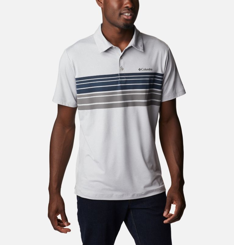 Men's Tech Trail Novelty Polo - Tall, Color: Columbia Grey Heather Stripe, image 5