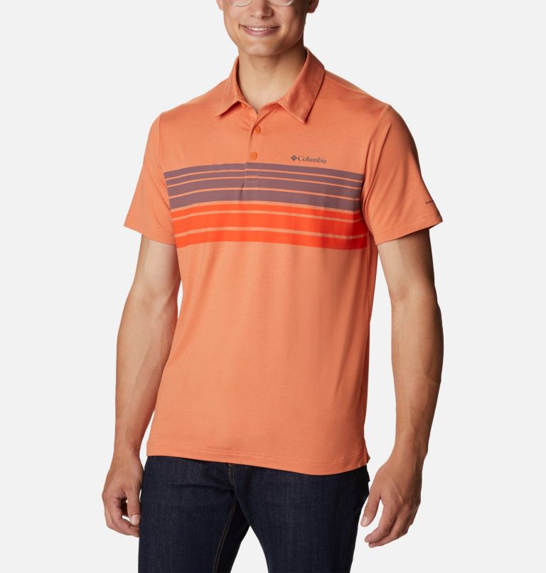 Tech Trail Novelty Polo | 849 | 3XT, Color: Desert Orange Heather Stripe, image 1