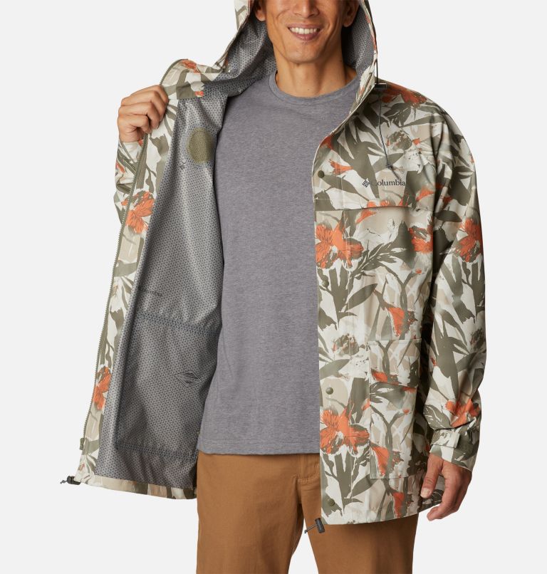 Men's IBEX II Waterproof Jacket, Color: Ancient Fossil Floriculture Print, image 5