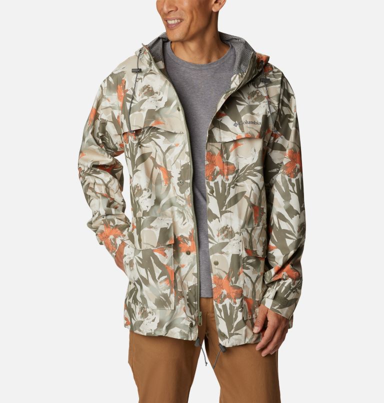 Men's IBEX II Waterproof Jacket, Color: Ancient Fossil Floriculture Print, image 6